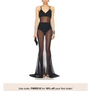 Norma kamali sheer fishnet gown low back